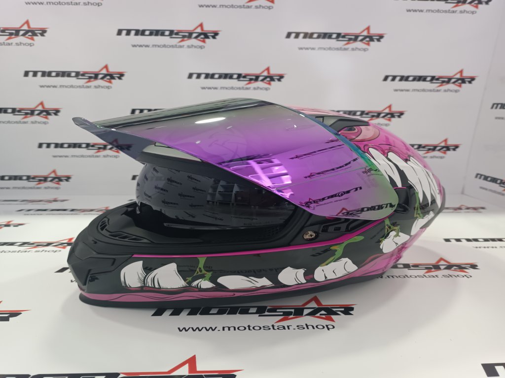 Mts kask full face güneş vizörlü pembe desenli